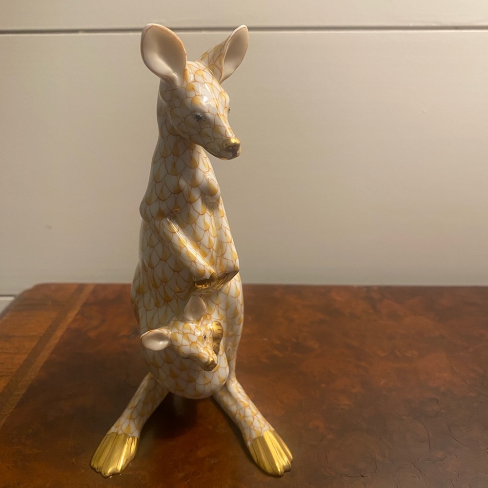Herend Butterscotch Kangaroo and Baby